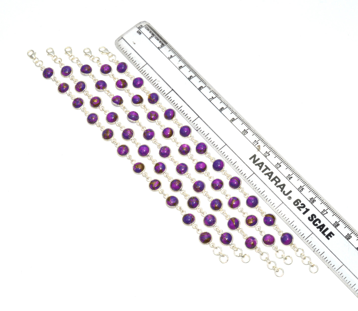 WHOLESALE 5PC 925 SOLID STERLING SILVER PURPLE TURQUOISE BRACELET LOT