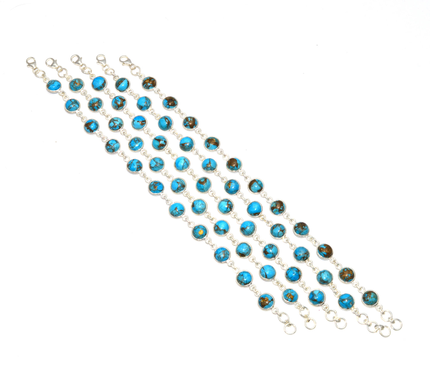 WHOLESALE 5PC 925 SOLID STERLING SILVER BLUE TURQUOISE BRACELET LOT