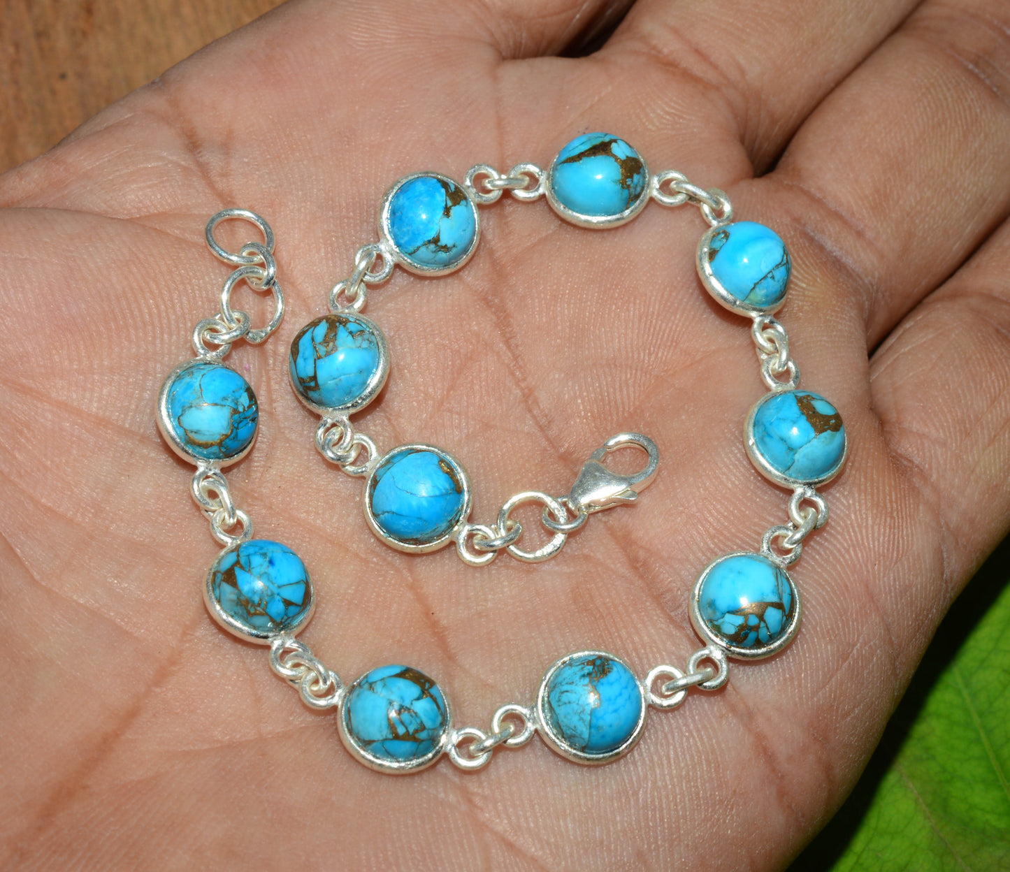 WHOLESALE 5PC 925 SOLID STERLING SILVER BLUE TURQUOISE BRACELET LOT