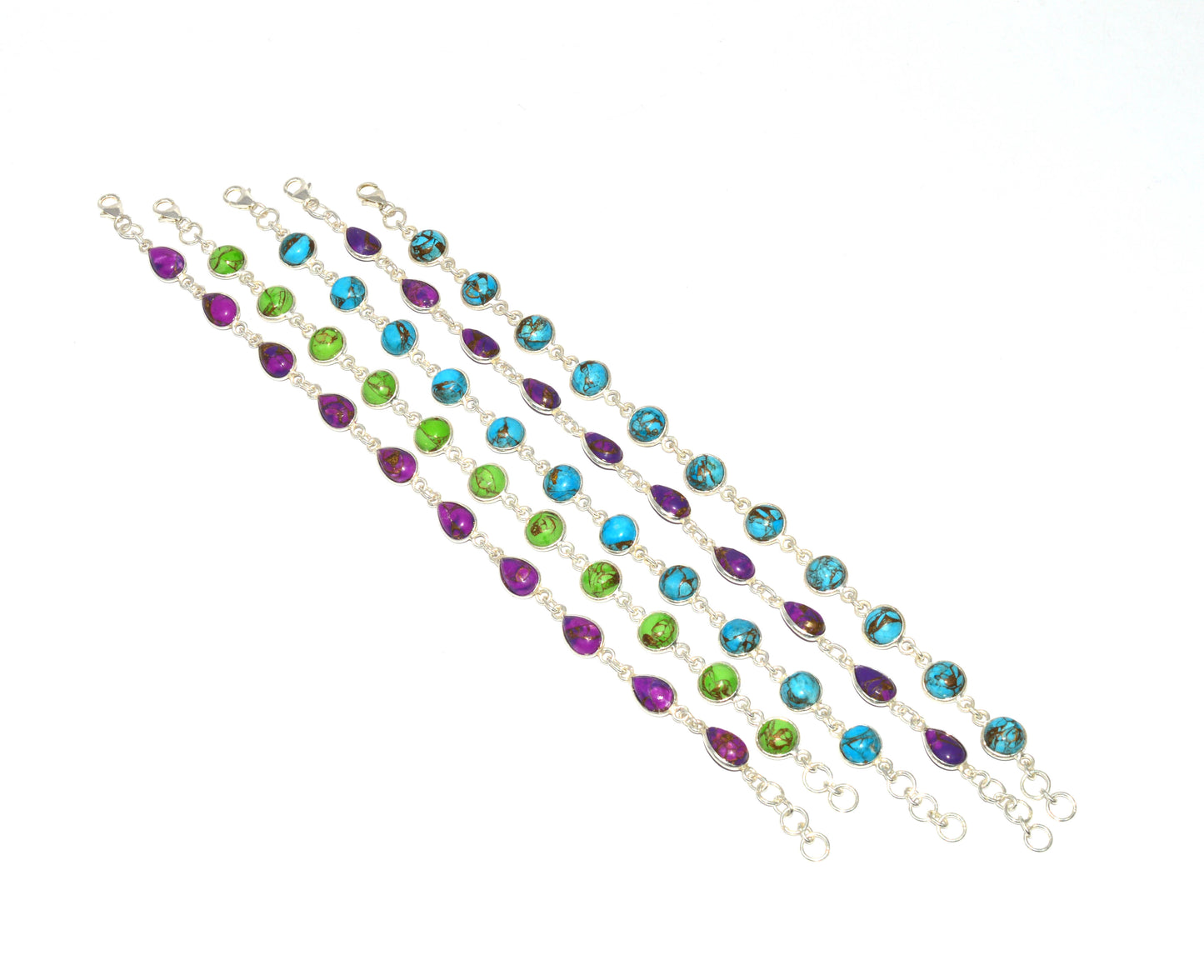 WHOLESALE 5PC 925 SOLID STERLING SILVER TURQUOISE BRACELET LOT