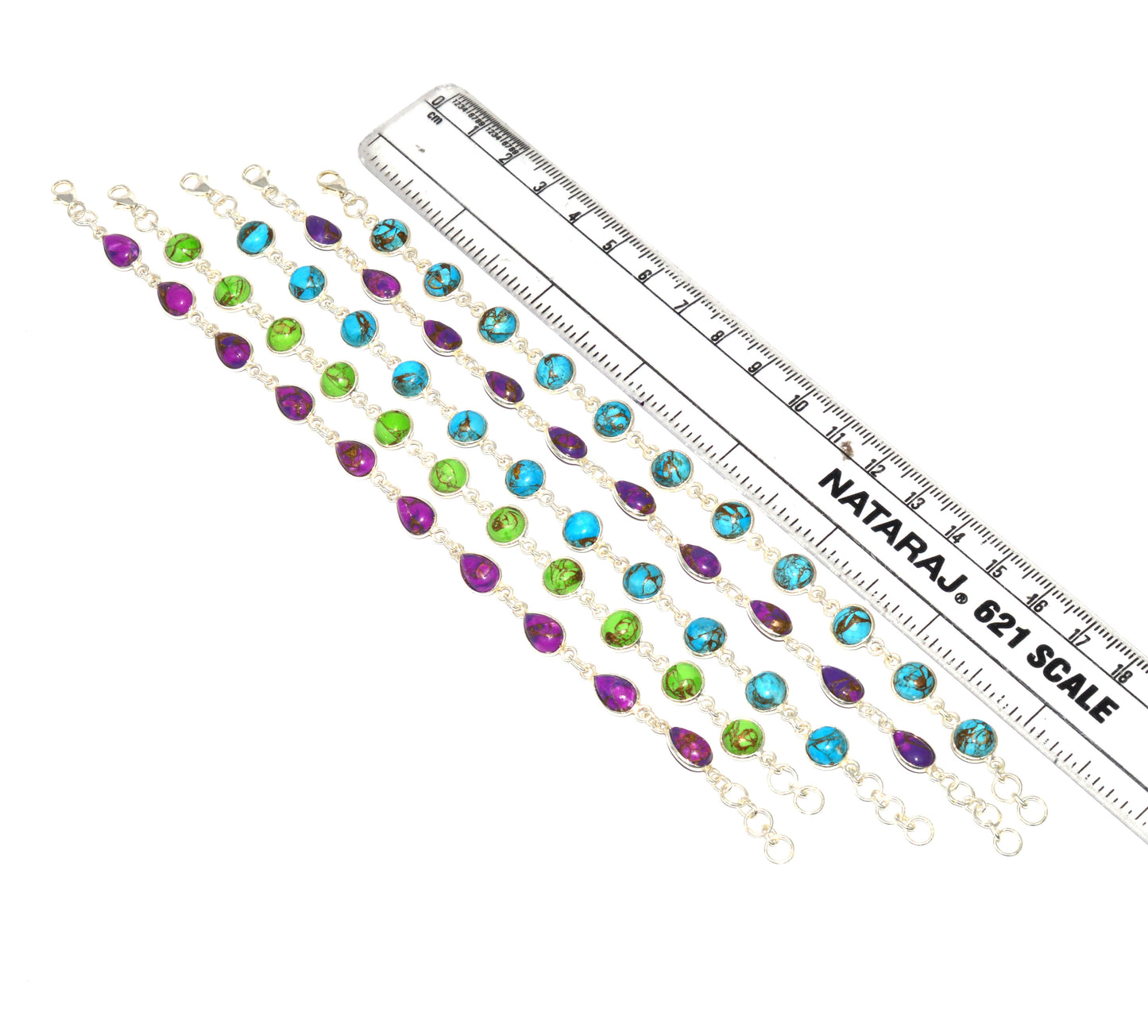 WHOLESALE 5PC 925 SOLID STERLING SILVER TURQUOISE BRACELET LOT