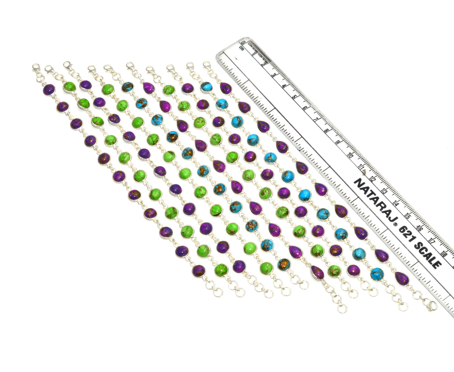 WHOLESALE 10PC 925 SOLID STERLING SILVER TURQUOISE BRACELET LOT