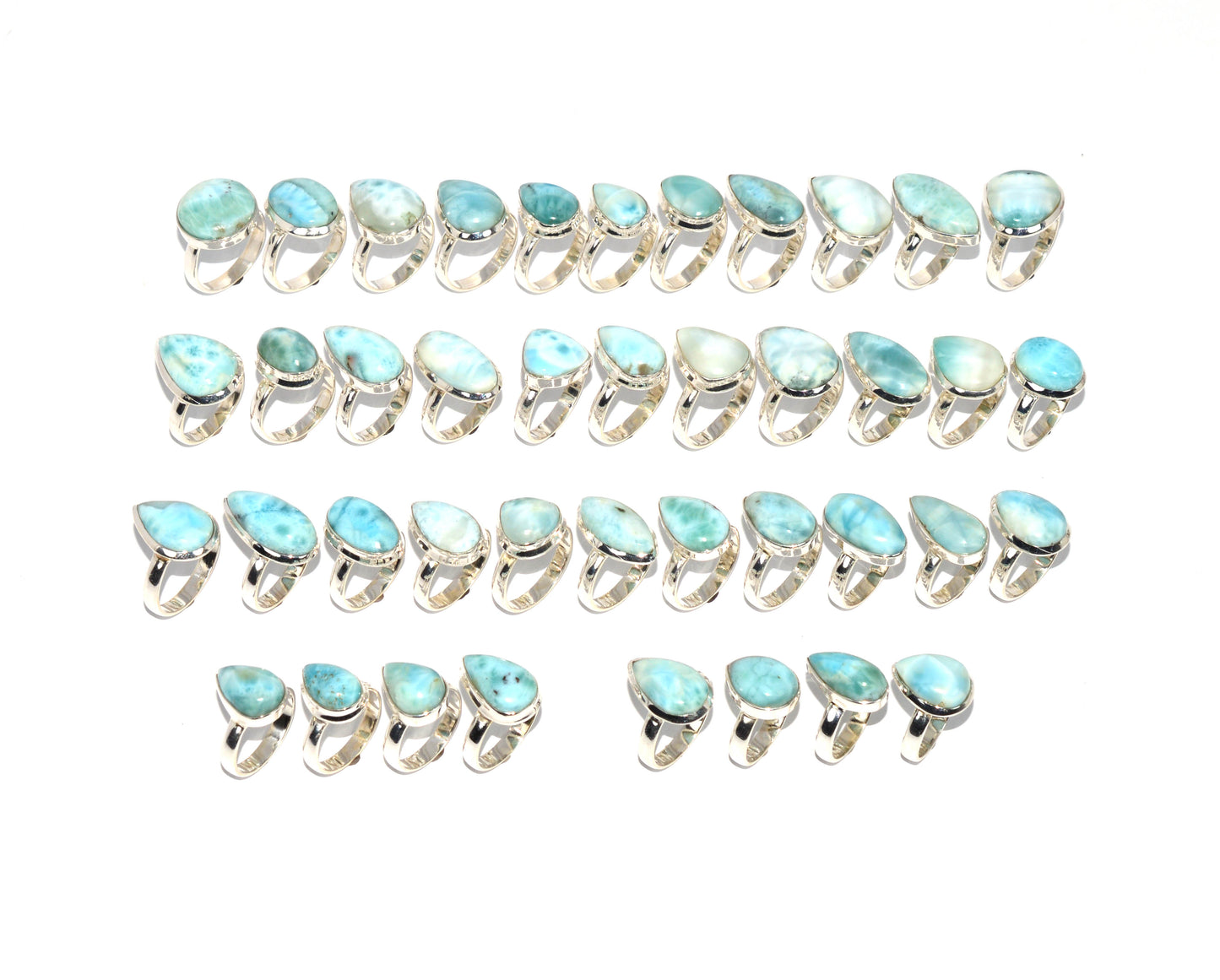 WHOLESALE 925 41PC SOLID STERLING SILVER BLUE LARIMAR RING LOT