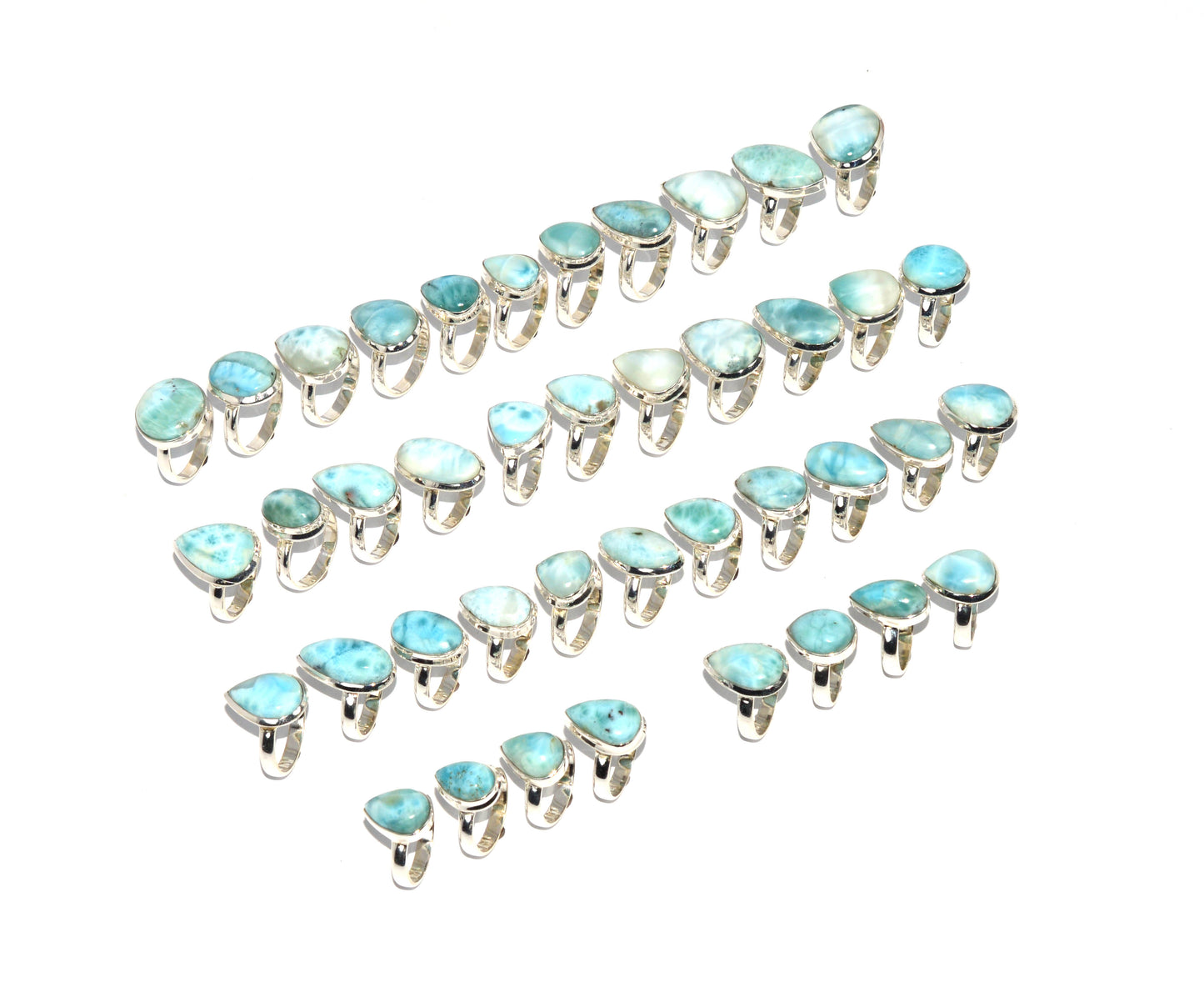 WHOLESALE 925 41PC SOLID STERLING SILVER BLUE LARIMAR RING LOT