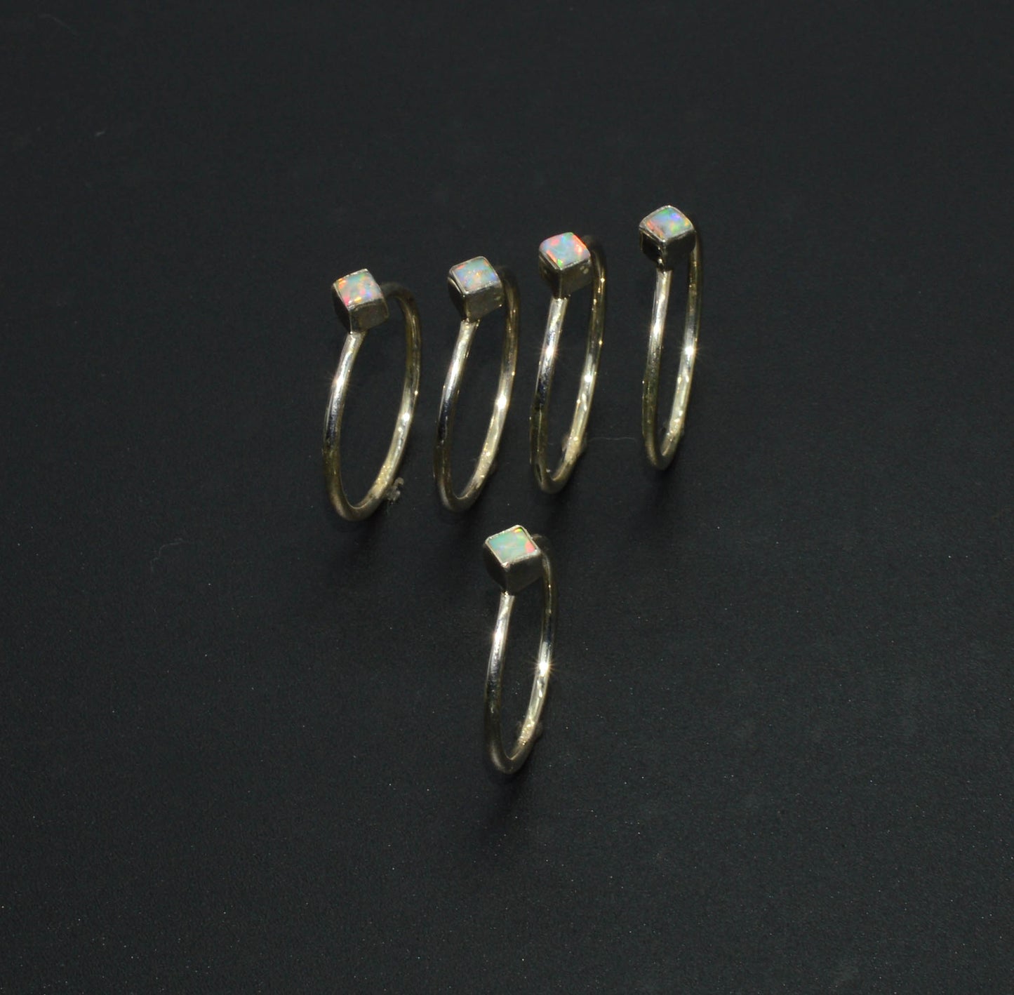 WHOLESALE 925 5PC SOLID STERLING SILVER LAB ETHIOPIAN OPAL RING LOT