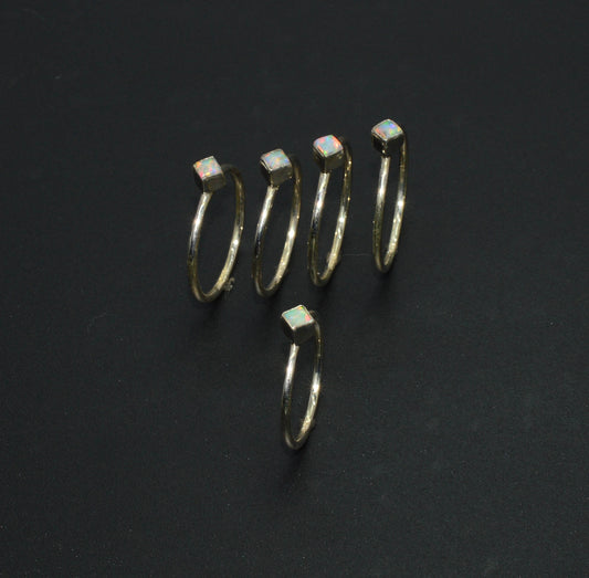 WHOLESALE 925 5PC SOLID STERLING SILVER LAB ETHIOPIAN OPAL RING LOT