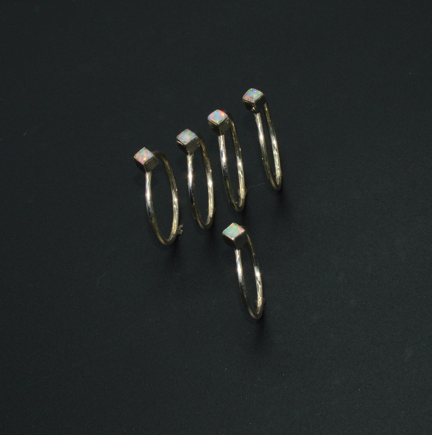 WHOLESALE 925 5PC SOLID STERLING SILVER LAB ETHIOPIAN OPAL RING LOT