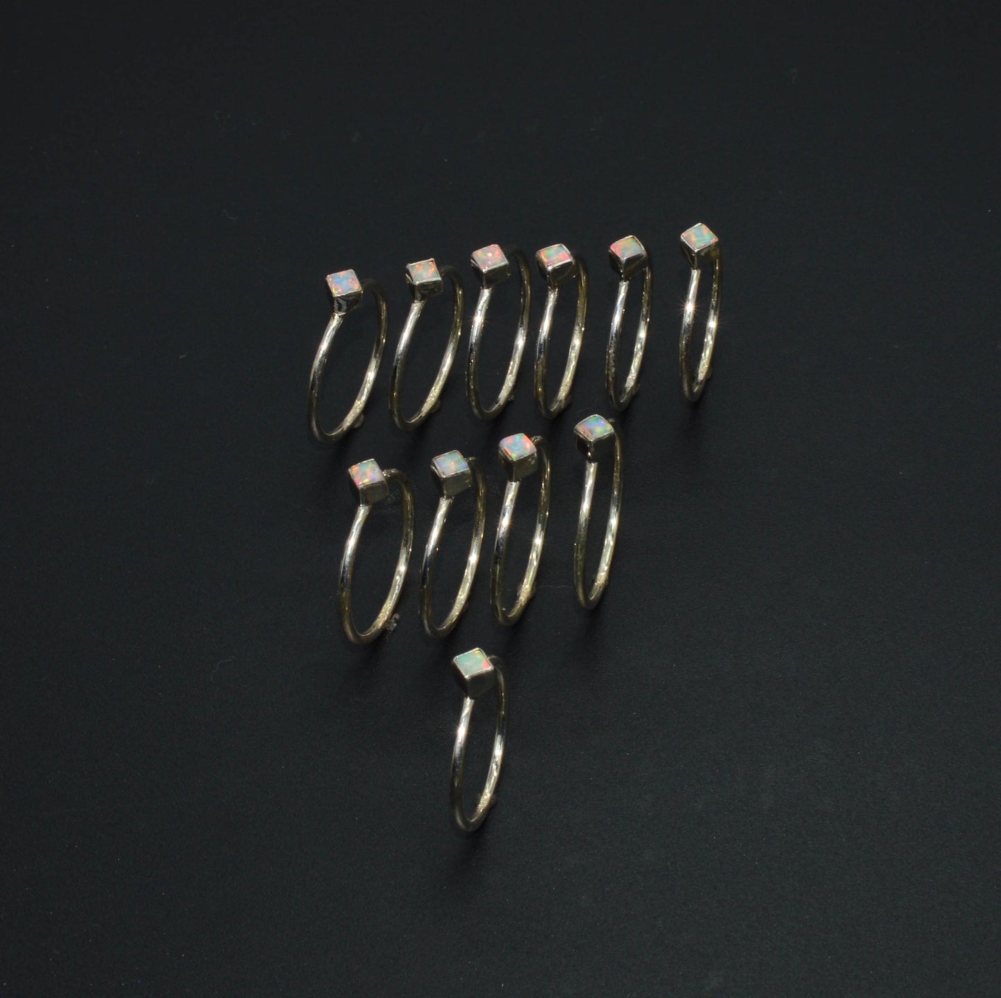 WHOLESALE 925 11PC SOLID STERLING SILVER LAB ETHIOPIAN OPAL RING LOT