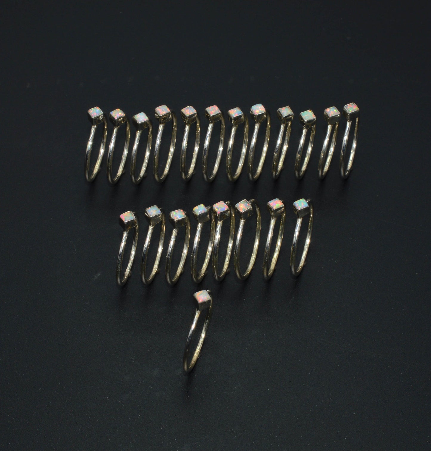 WHOLESALE 925 21PC SOLID STERLING SILVER LAB ETHIOPIAN OPAL RING LOT