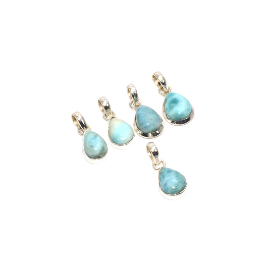 WHOLESALE 925 5PC SOLID STERLING SILVER BLUE LARIMAR PENDANT LOT