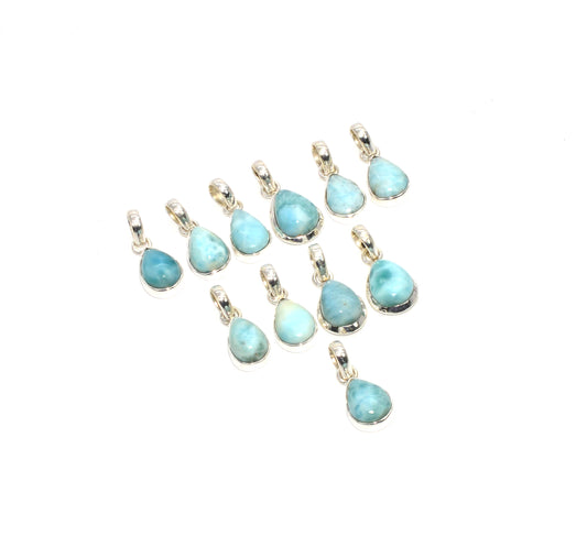 WHOLESALE 925 11PC SOLID STERLING SILVER BLUE LARIMAR PENDANT LOT