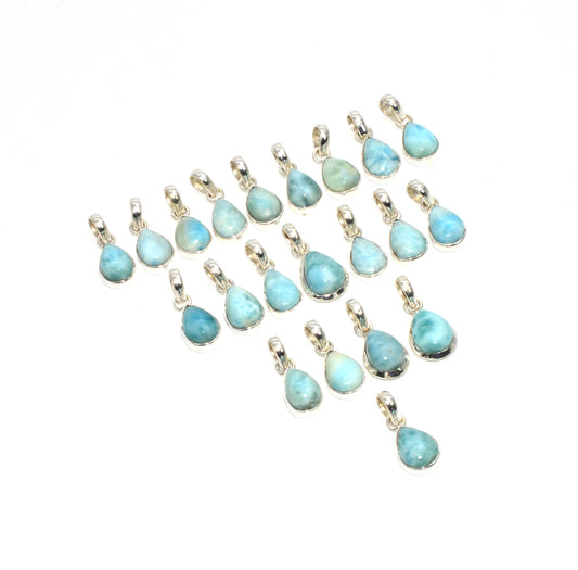 WHOLESALE 925 21PC SOLID STERLING SILVER BLUE LARIMAR PENDANT LOT