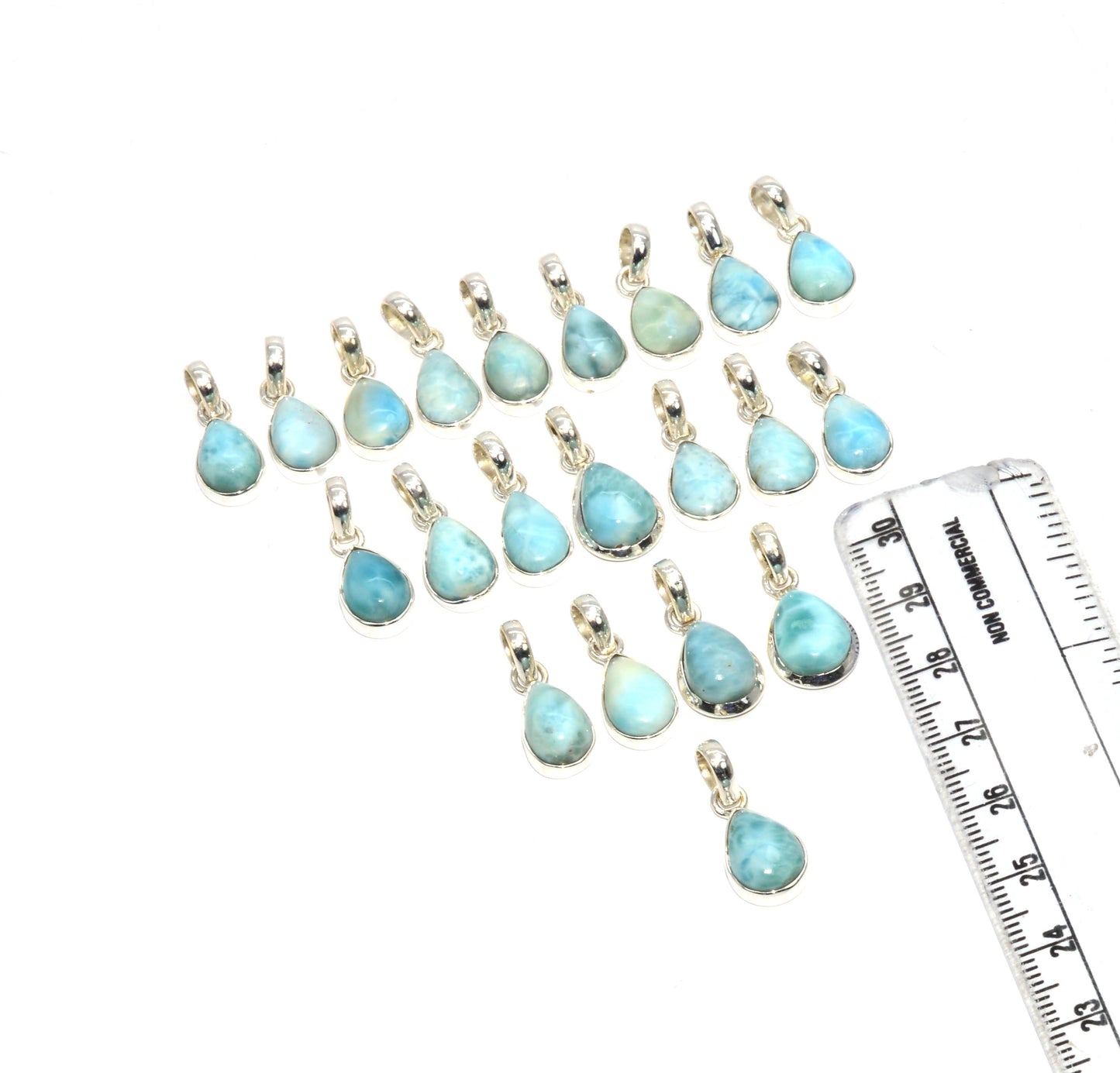 WHOLESALE 925 21PC SOLID STERLING SILVER BLUE LARIMAR PENDANT LOT