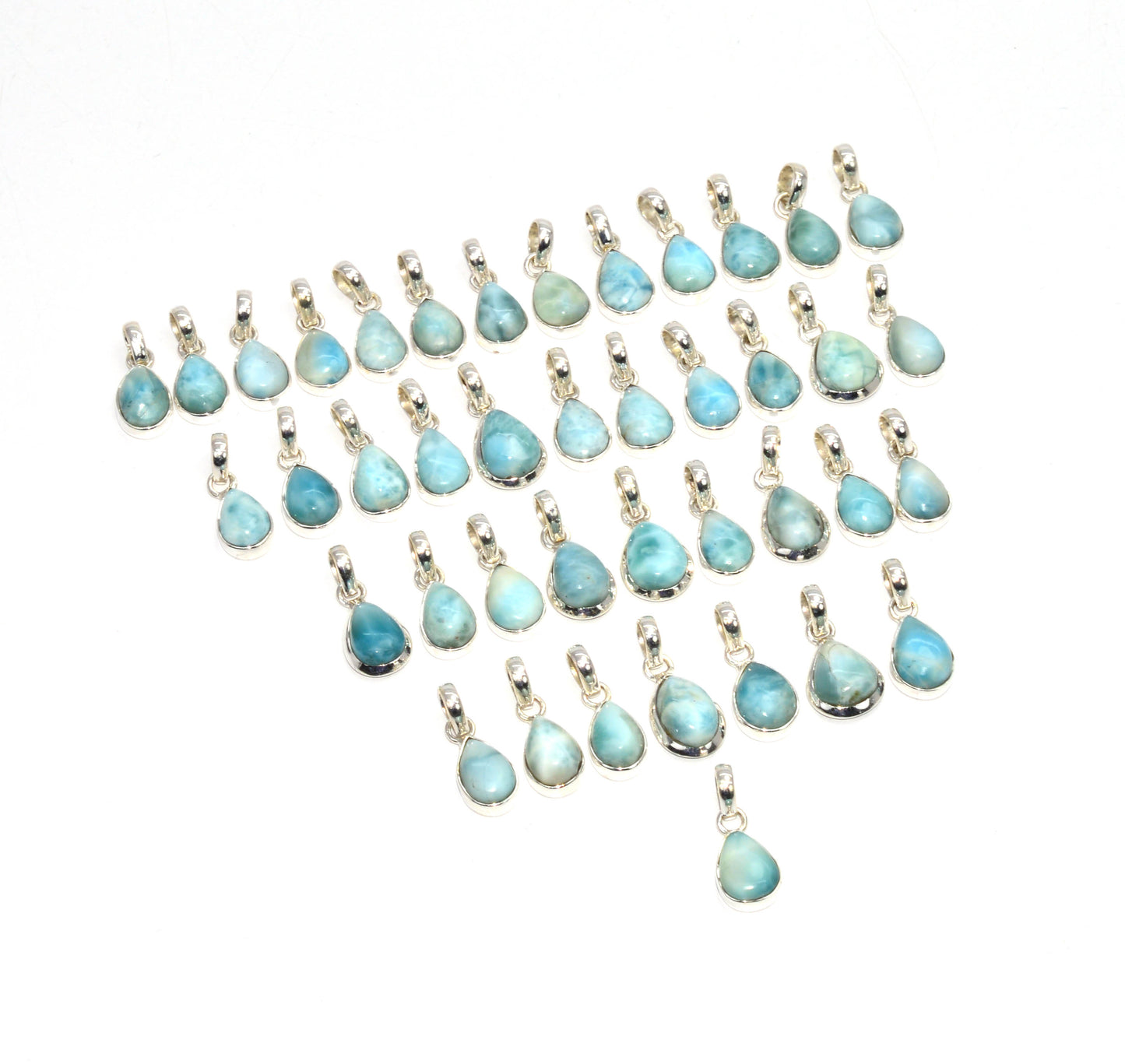 WHOLESALE 925 41PC SOLID STERLING SILVER BLUE LARIMAR PENDANT LOT