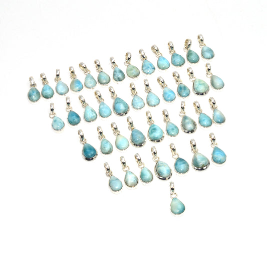 WHOLESALE 925 41PC SOLID STERLING SILVER BLUE LARIMAR PENDANT LOT