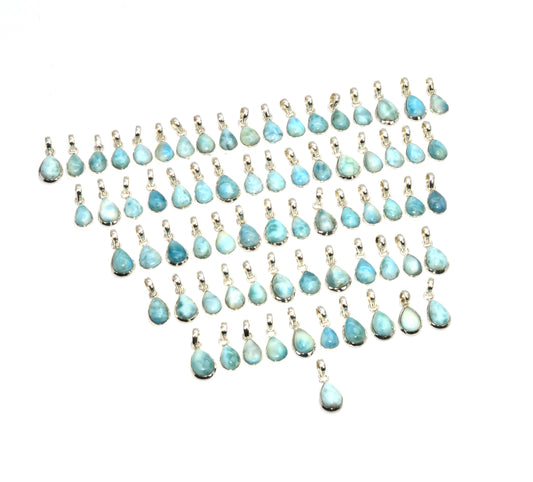 WHOLESALE 925 71PC SOLID STERLING SILVER BLUE LARIMAR PENDANT LOT