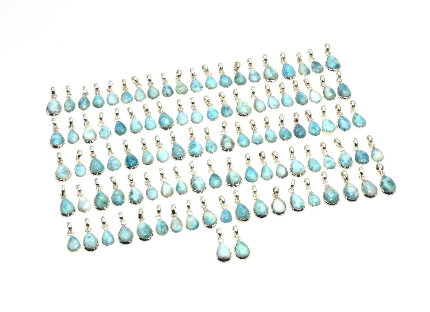 WHOLESALE 925 101PC SOLID STERLING SILVER BLUE LARIMAR PENDANT LOT