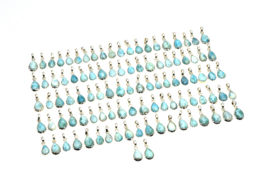 WHOLESALE 925 101PC SOLID STERLING SILVER BLUE LARIMAR PENDANT LOT