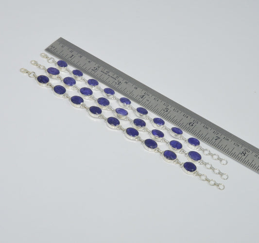 WHOLESALE 3PC 925 STERLING SILVER CUT BLUE Simulated Sapphire BRACELET LOT