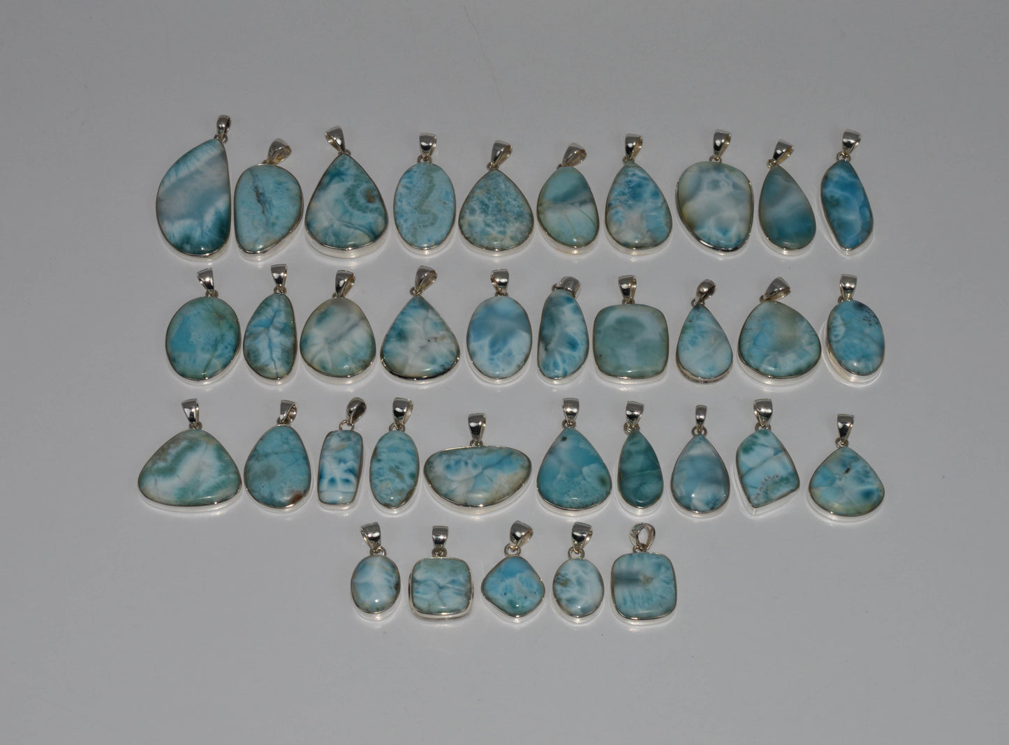 WHOLESALE 925 35PC SOLID STERLING SILVER BLUE LARIMAR PENDANT LOT