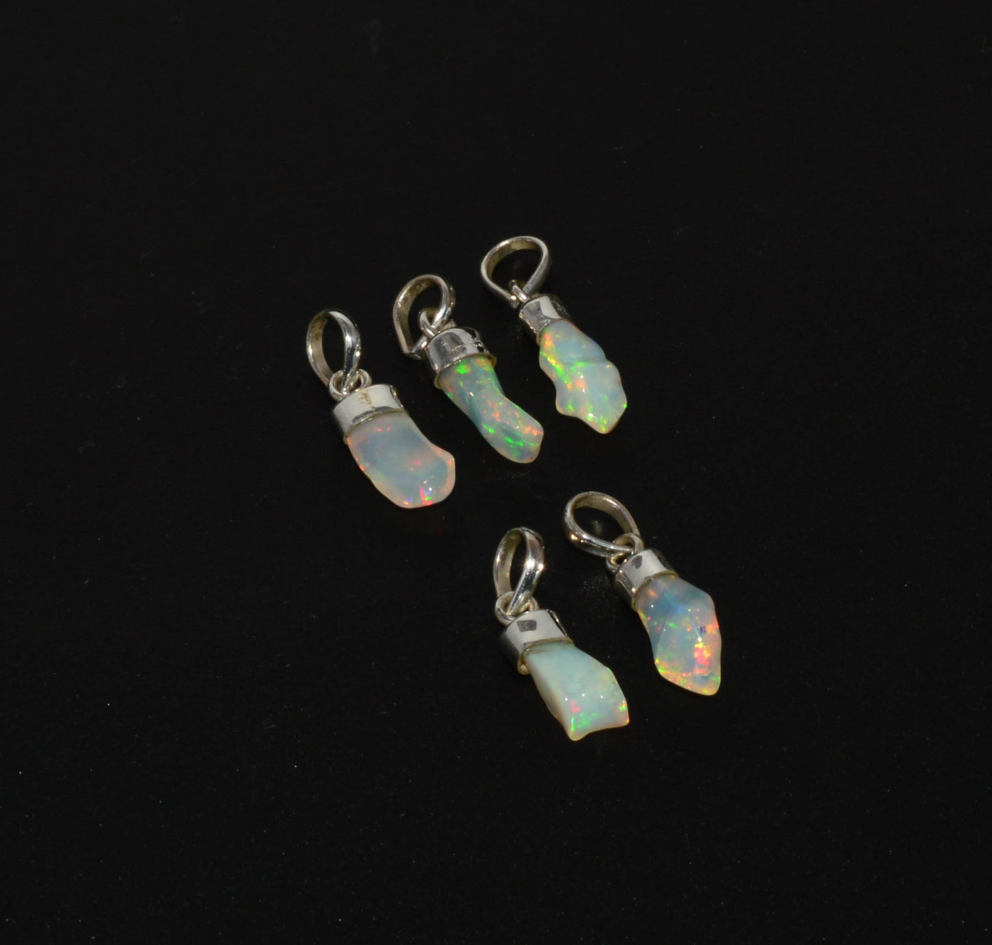 WHOLESALE 925 5PC SOLID STERLING SILVER ROUGH ETHIOPIAN OPAL PENDANT LOT