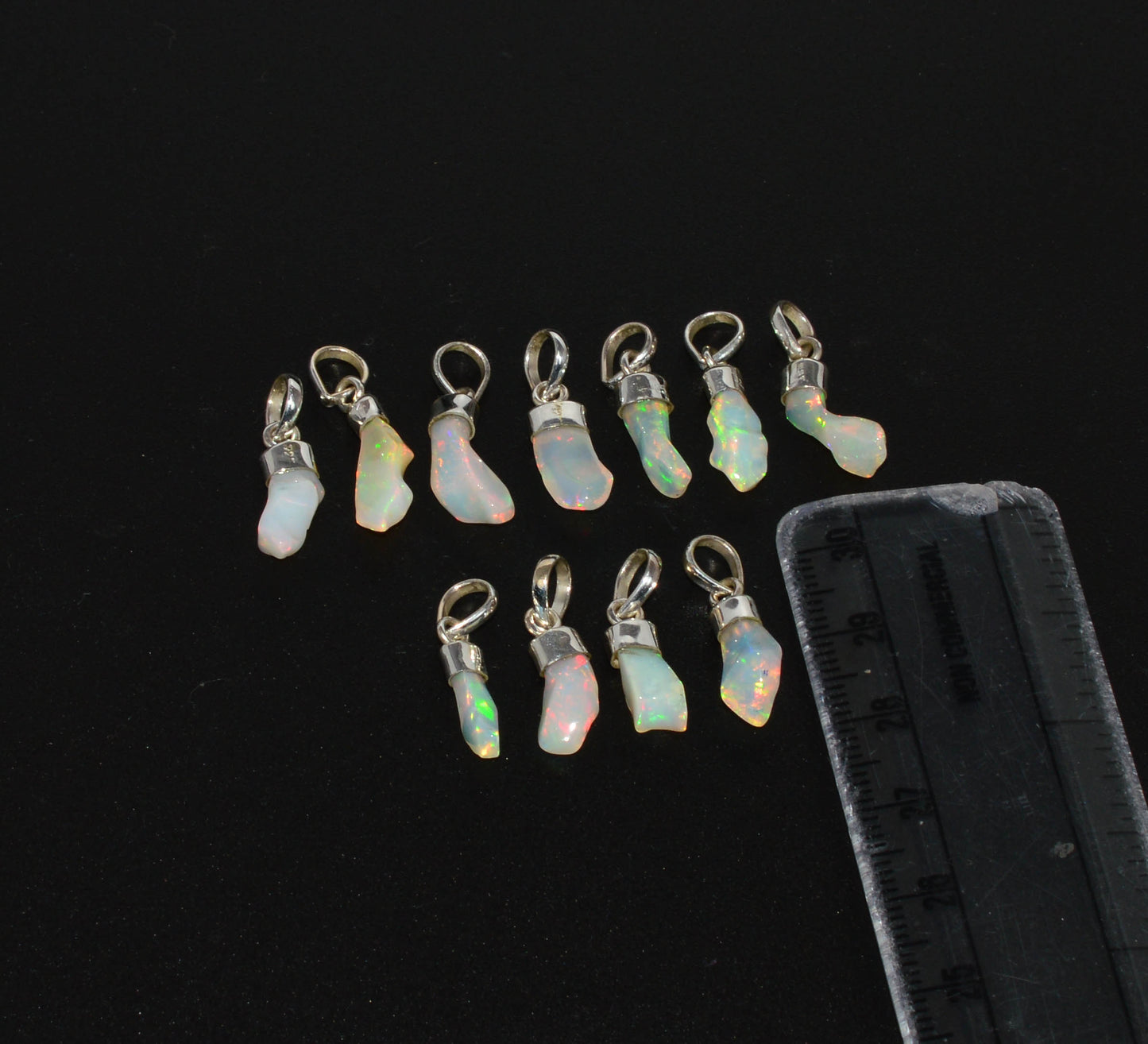 WHOLESALE 925 11PC SOLID STERLING SILVER ROUGH ETHIOPIAN OPAL PENDANT LOT