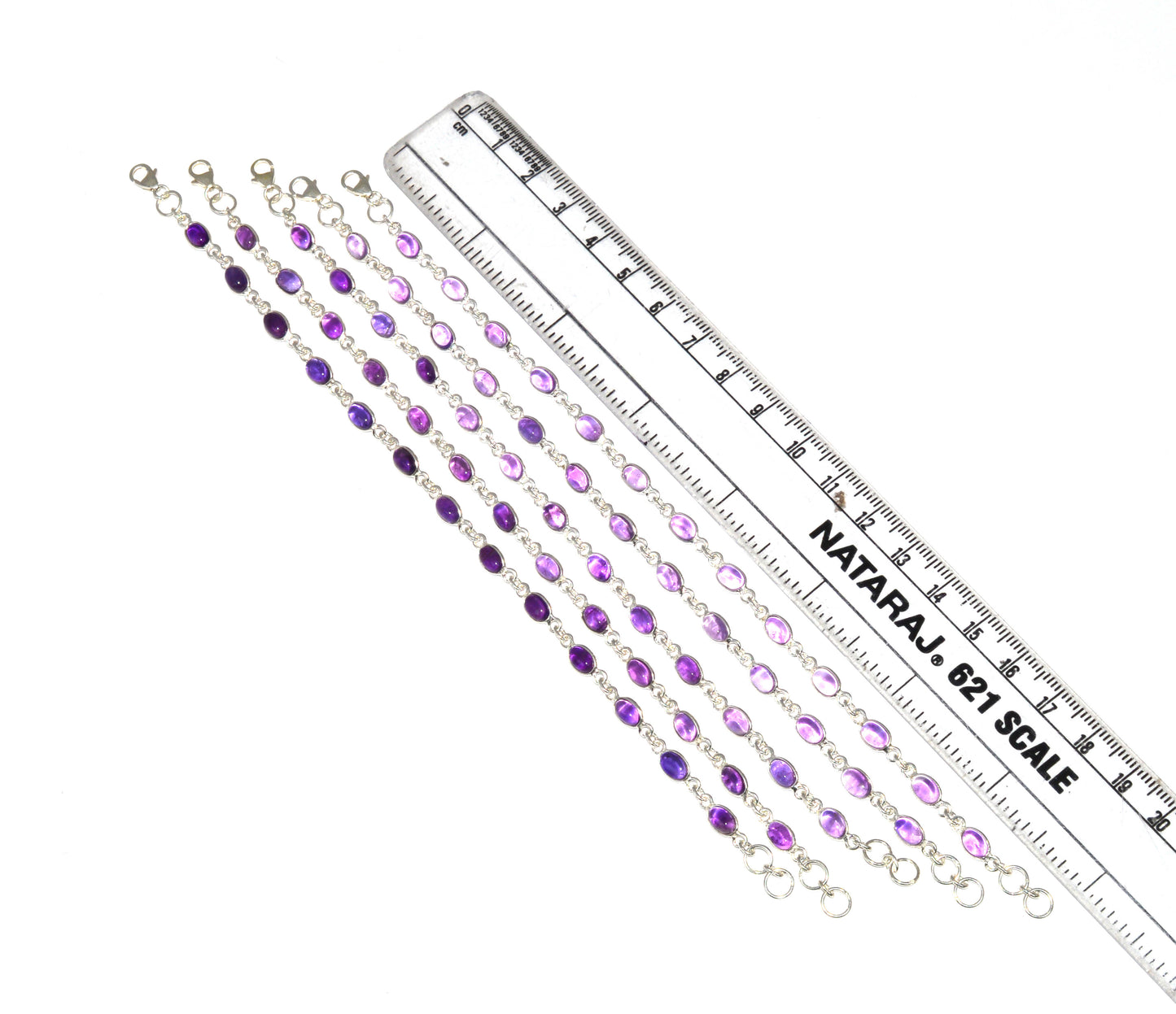 WHOLESALE 925 5PC SOLID STERLING SILVER PURPLE AMETHYST BRACELET LOT