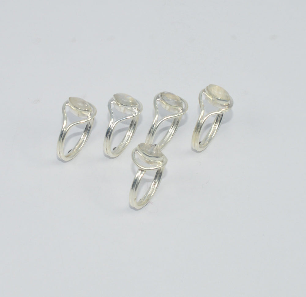 WHOLESALE 5PC 925 SOLID STERLING SILVER RAINBOW MOON STONE RING LOT