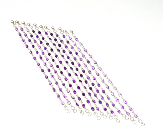 WHOLESALE 925 11PC SOLID STERLING SILVER PURPLE AMETHYST BRACELET LOT
