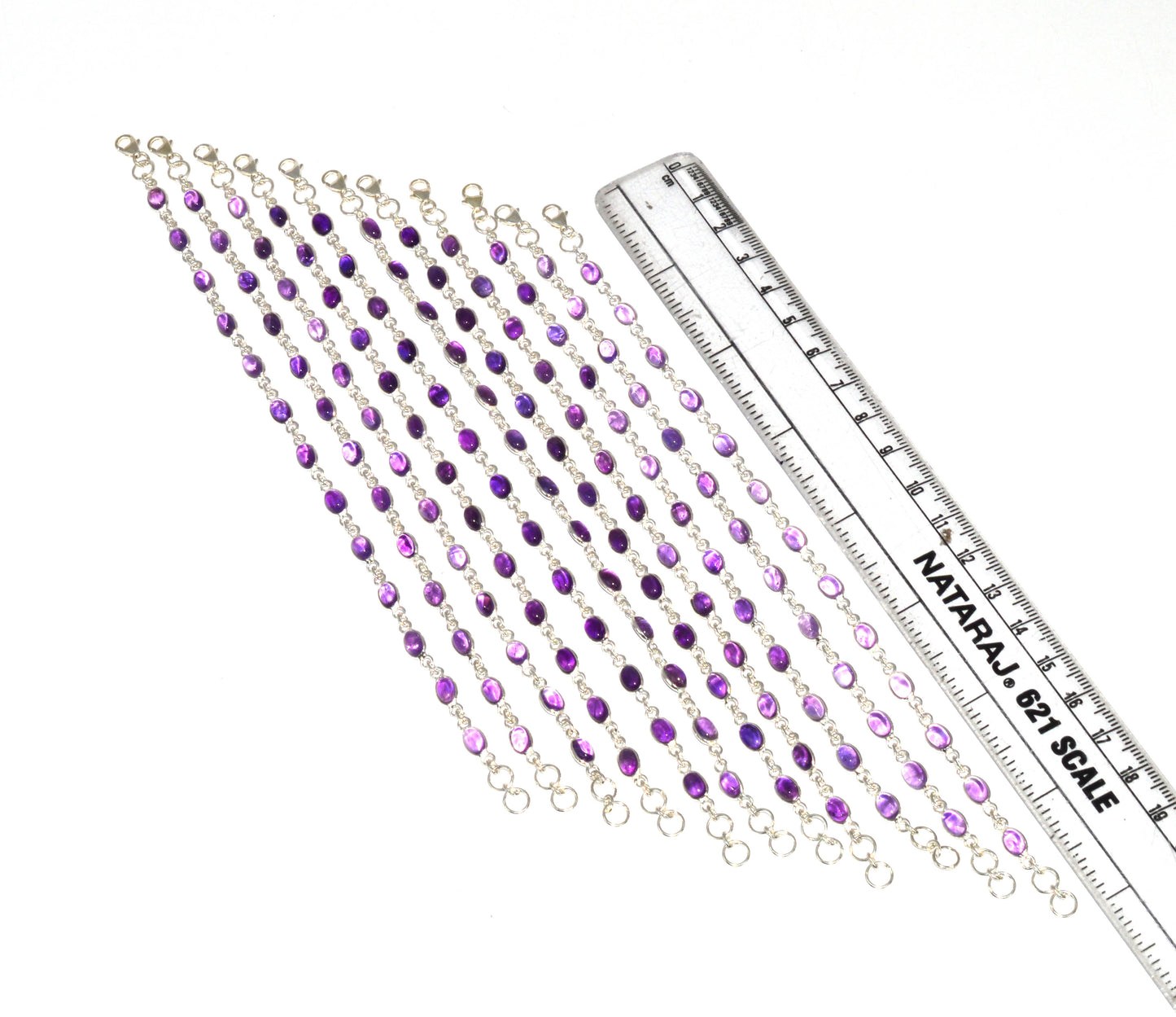 WHOLESALE 925 11PC SOLID STERLING SILVER PURPLE AMETHYST BRACELET LOT