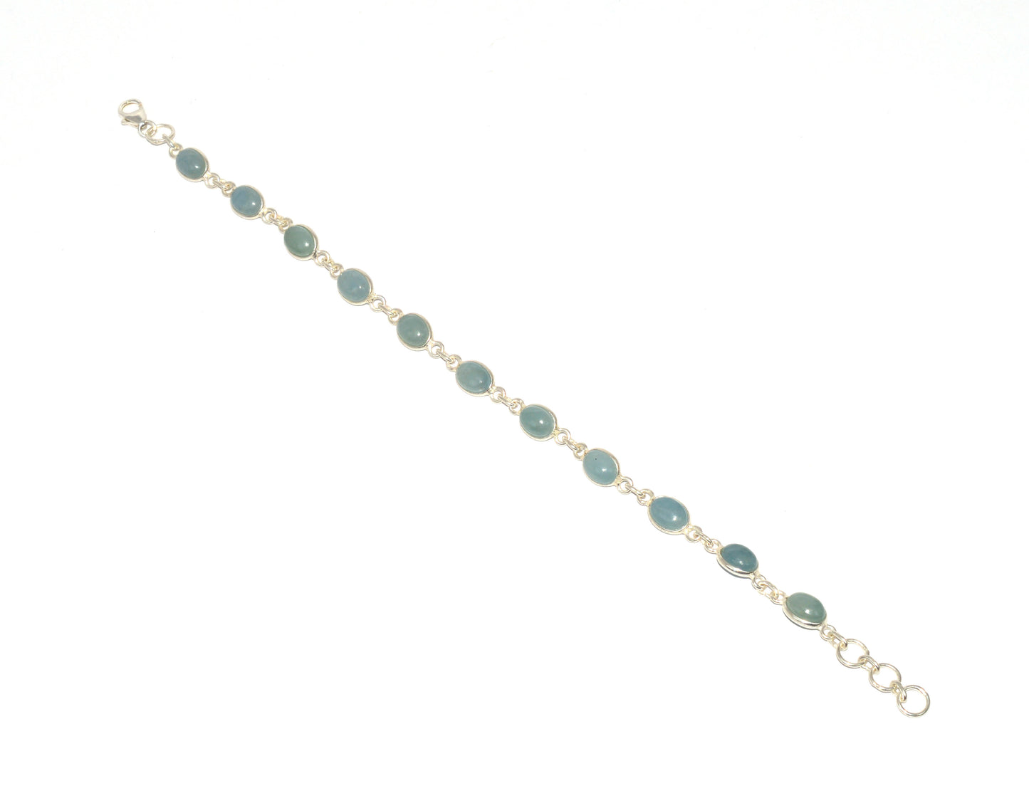 925 SOLID STERLING SILVER AQUAMARINE HANDMADE BRACELET-7.7 INCH