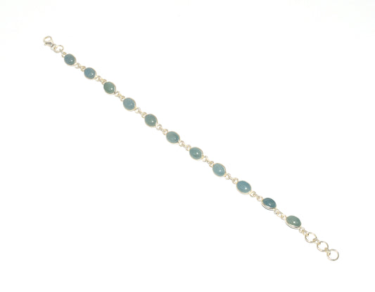 925 SOLID STERLING SILVER AQUAMARINE HANDMADE BRACELET-7.7 INCH