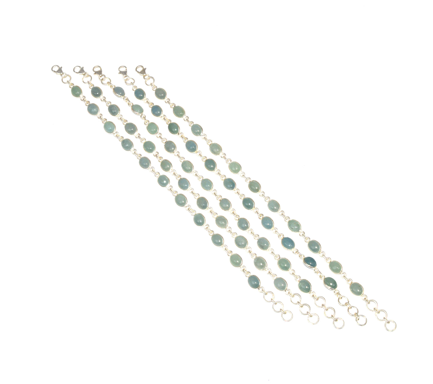 WHOLESALE 925 5PC SOLID STERLING SILVER AQUAMARINE BRACELET LOT