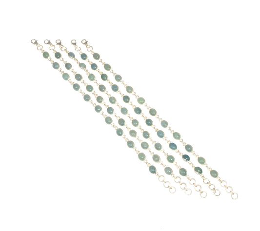 WHOLESALE 925 5PC SOLID STERLING SILVER AQUAMARINE BRACELET LOT