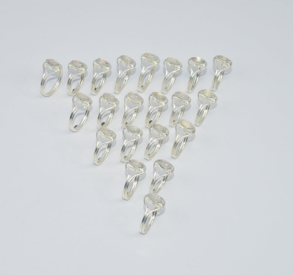 WHOLESALE 21PC 925 SOLID STERLING SILVER RAINBOW MOON STONE RING LOT