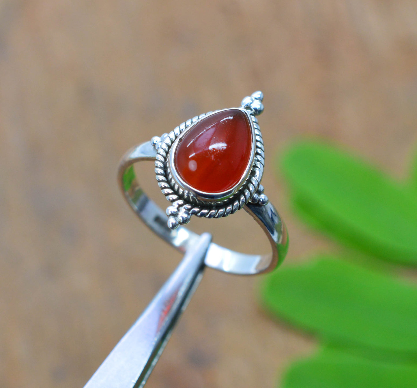 WHOLESALE 925 5PC SOLID STERLING SILVER RED CARNELIAN RING LOT