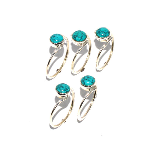 WHOLESALE 925 5PC SOLID STERLING SILVER TURQUOISE RING LOT