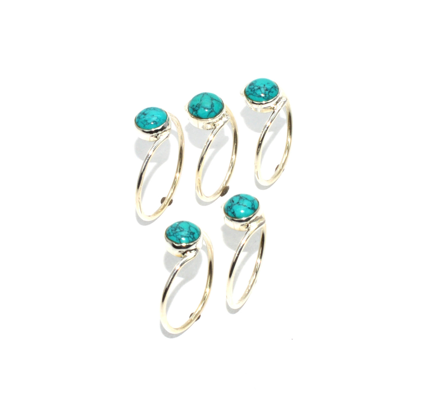 WHOLESALE 925 5PC SOLID STERLING SILVER TURQUOISE RING LOT