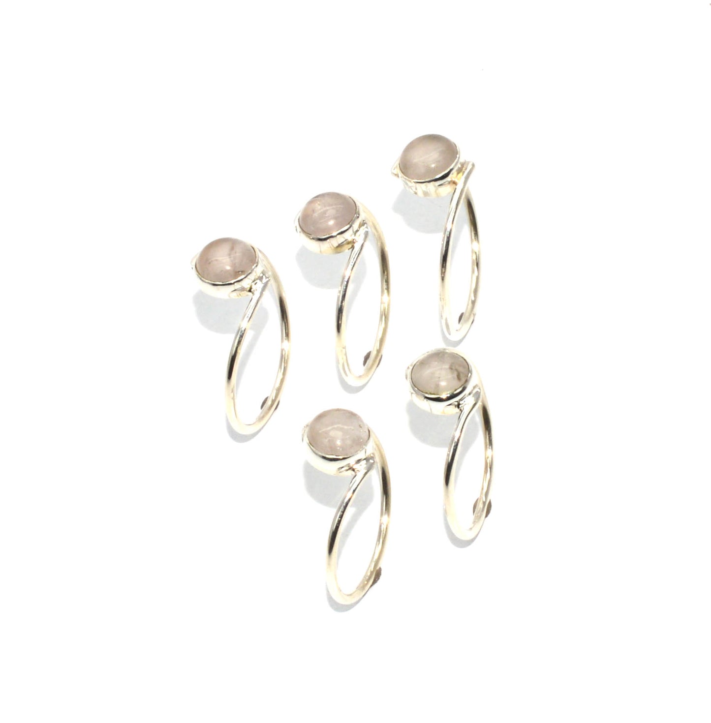 WHOLESALE 925 5PC SOLID STERLING SILVER PINK ROSE QUARTZ RING LOT