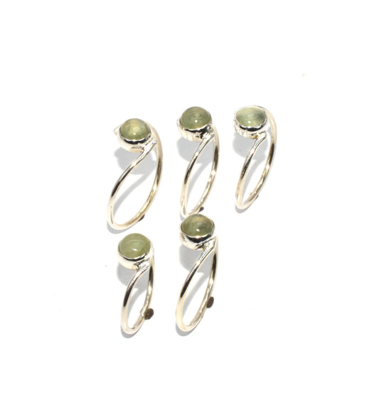 WHOLESALE 925 5PC SOLID STERLING SILVER GREEN PREHNITE RING LOT