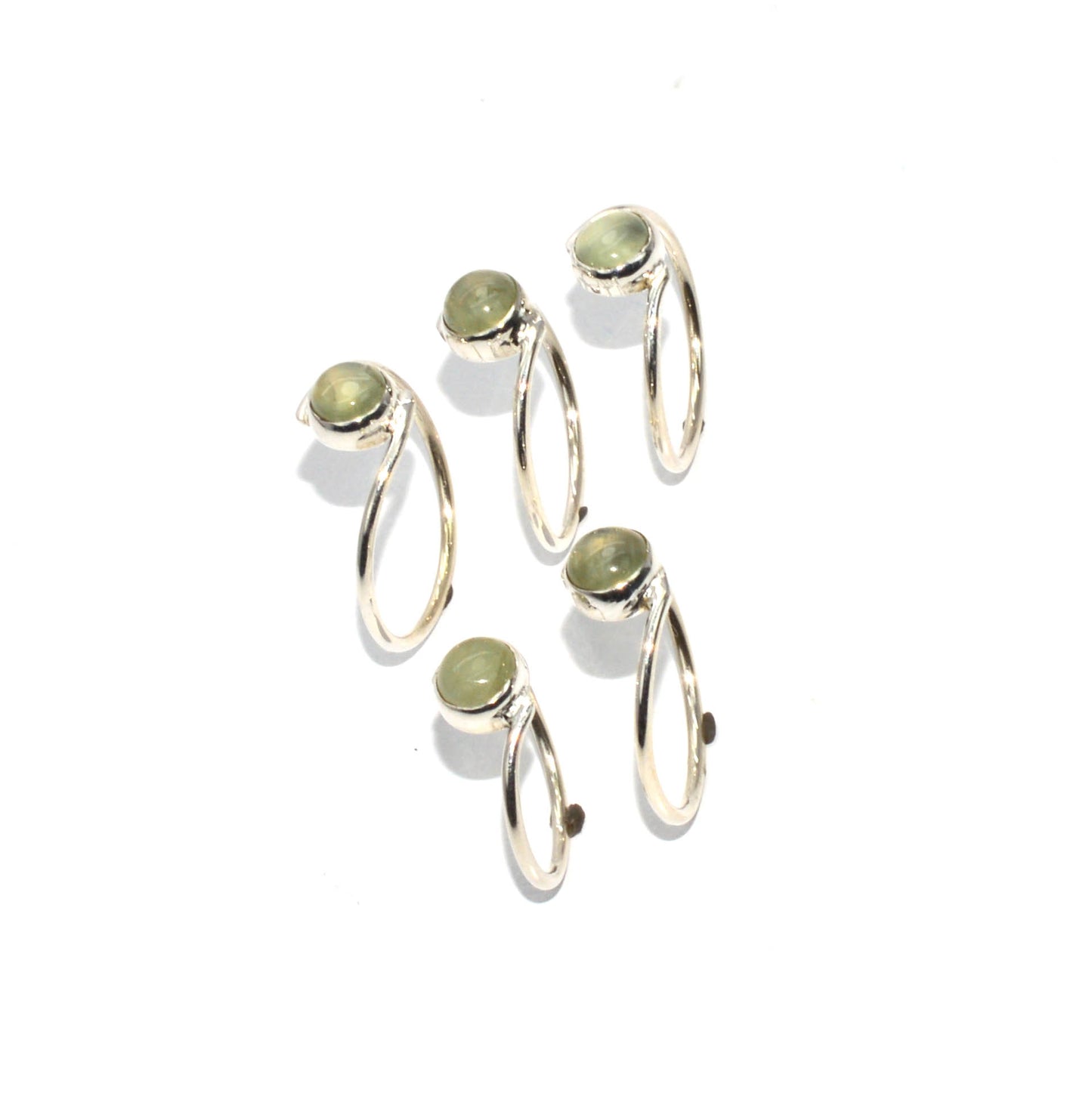 WHOLESALE 925 5PC SOLID STERLING SILVER GREEN PREHNITE RING LOT