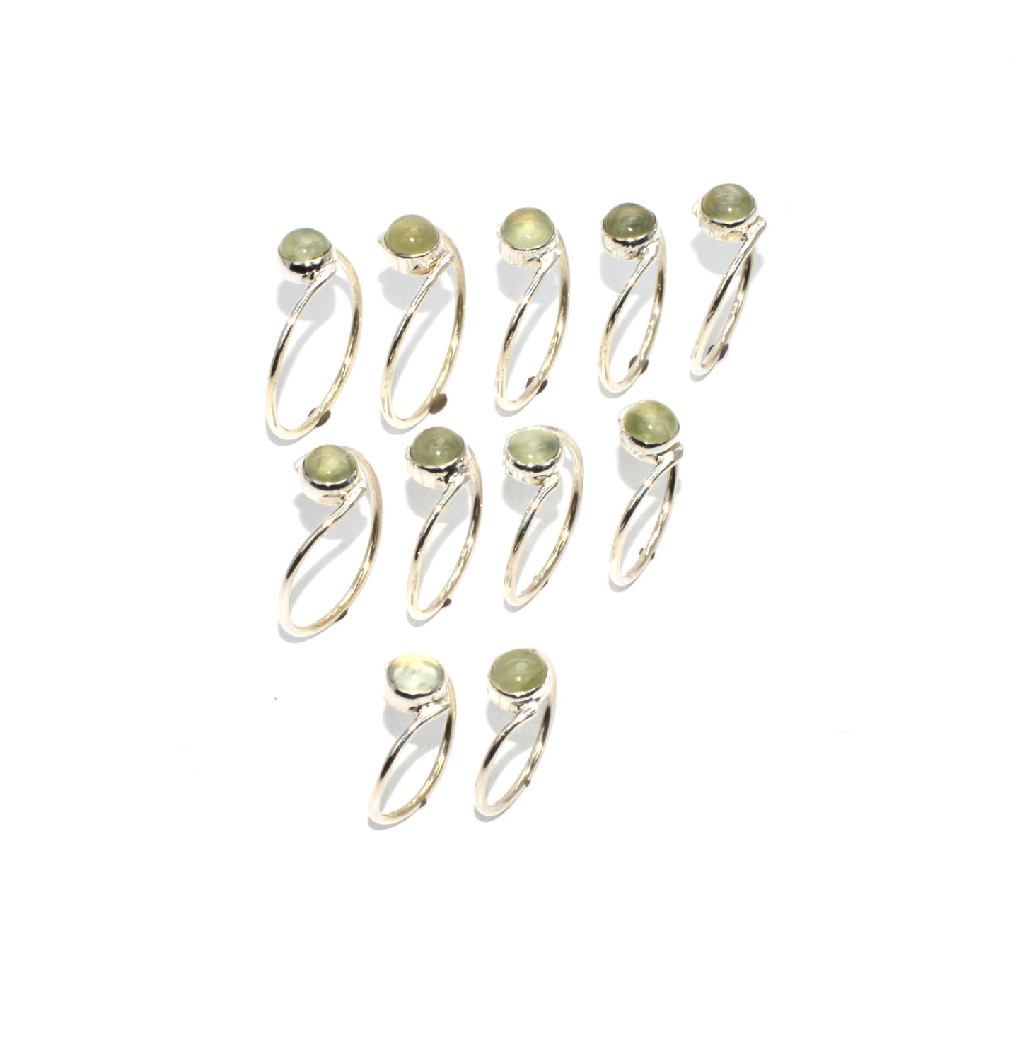 WHOLESALE 925 11PC SOLID STERLING SILVER GREEN PREHNITE RING LOT