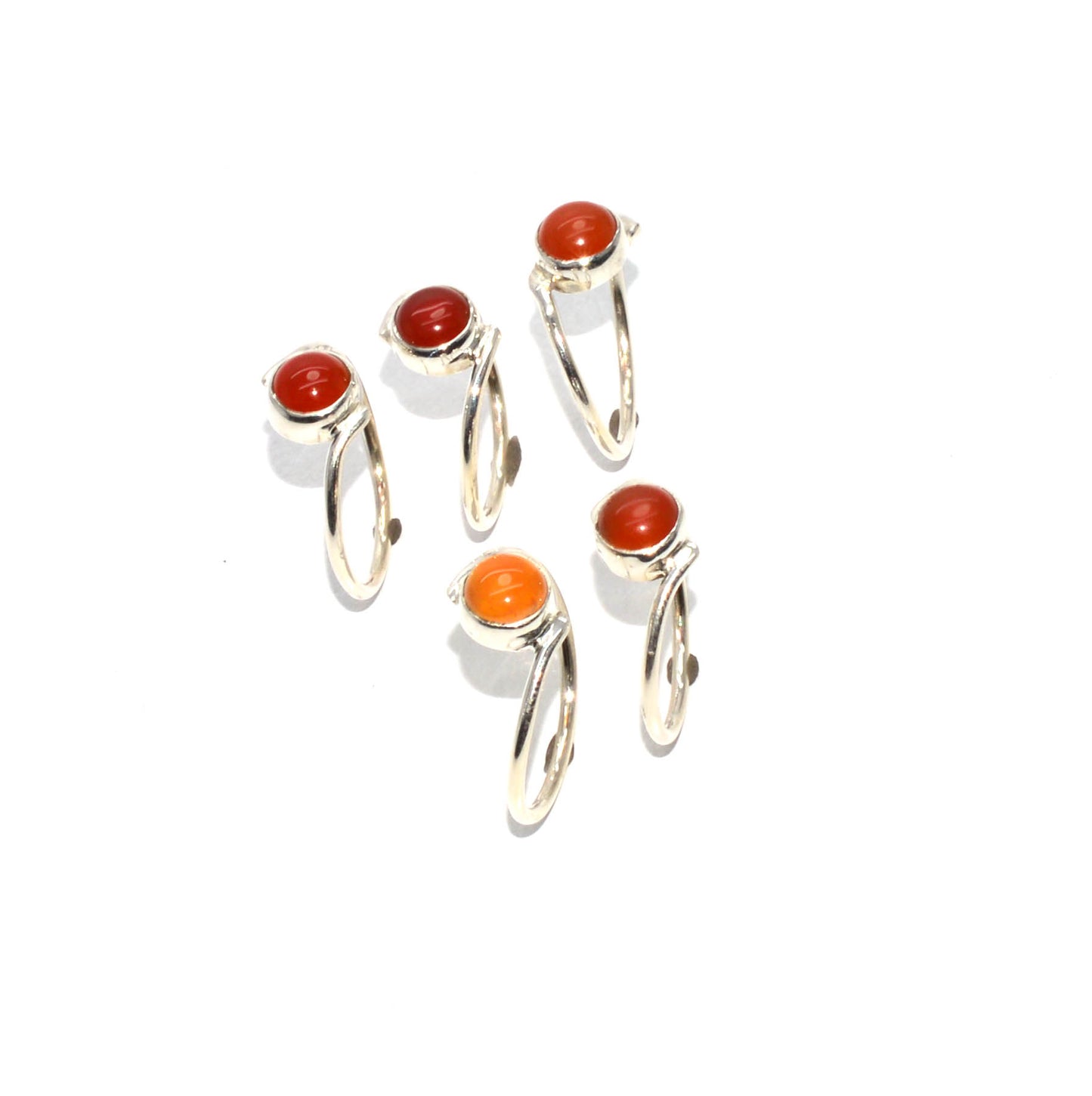 WHOLESALE 925 5PC SOLID STERLING SILVER RED CARNELIAN RING LOT