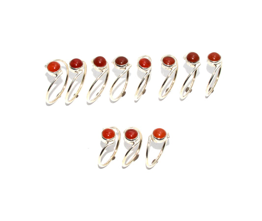 WHOLESALE 925 11PC SOLID STERLING SILVER RED CARNELIAN RING LOT