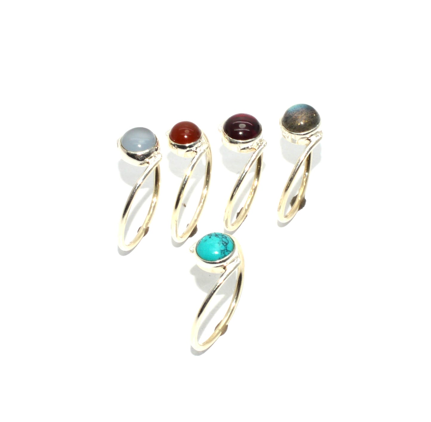 WHOLESALE 925 5PC SOLID STERLING SILVER TURQUOISE MIX STONE RING LOT