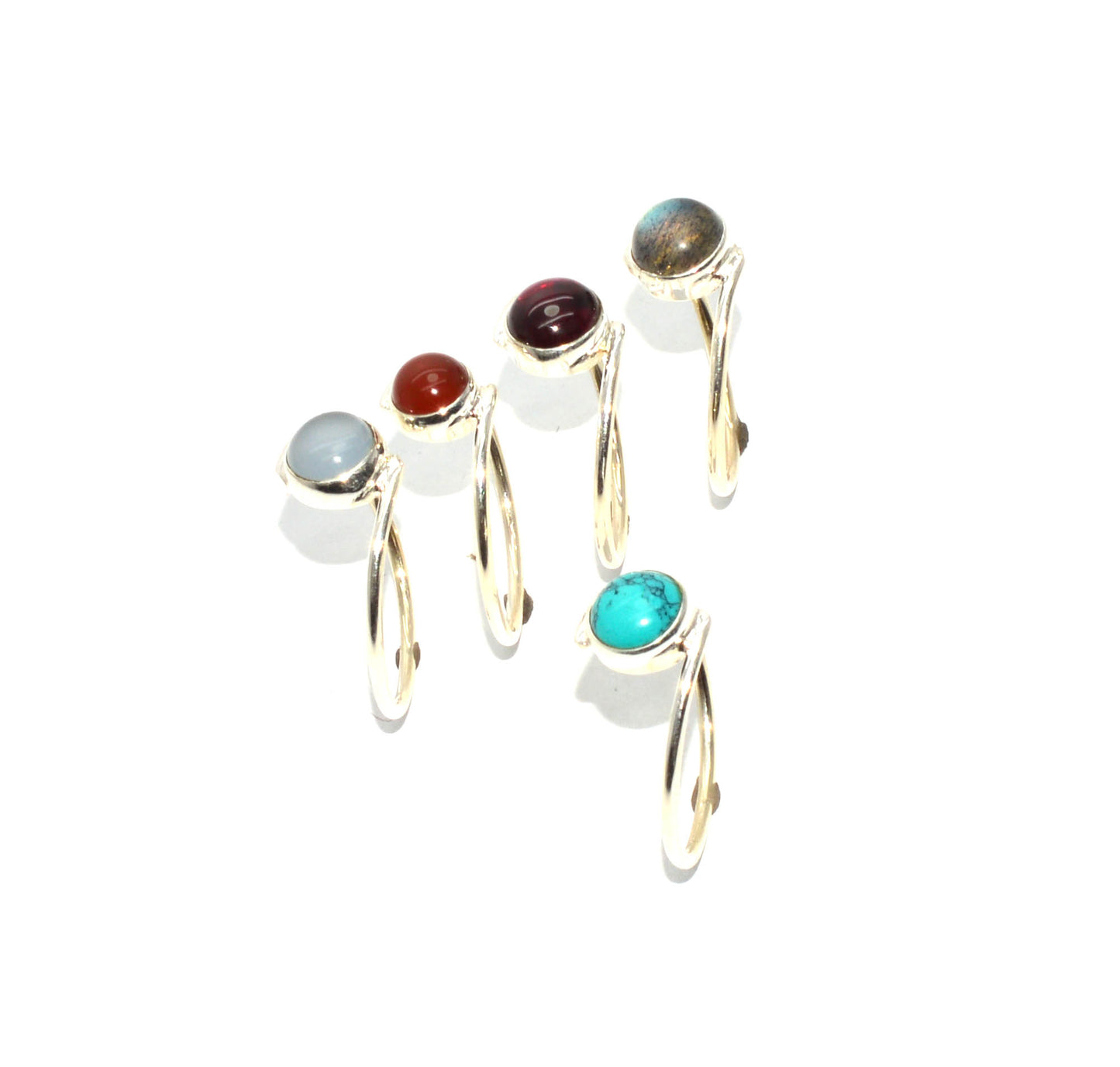 WHOLESALE 925 5PC SOLID STERLING SILVER TURQUOISE MIX STONE RING LOT