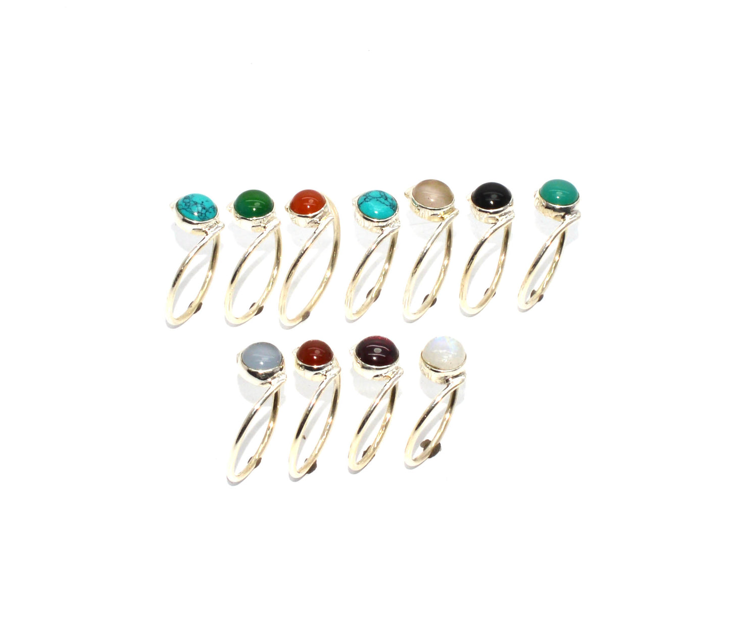 WHOLESALE 925 11PC SOLID STERLING SILVER TURQUOISE MIX STONE RING LOT