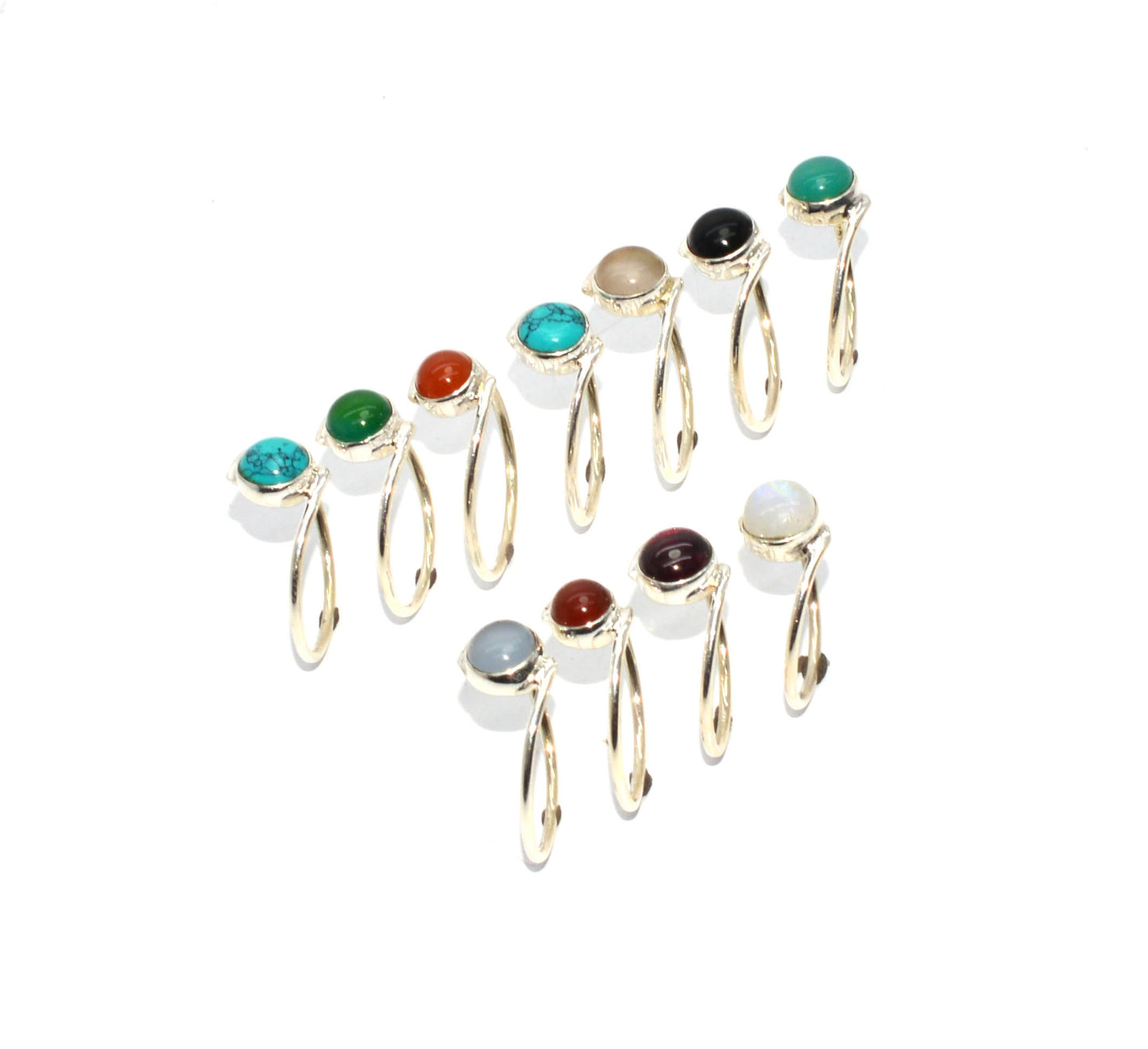 WHOLESALE 925 11PC SOLID STERLING SILVER TURQUOISE MIX STONE RING LOT
