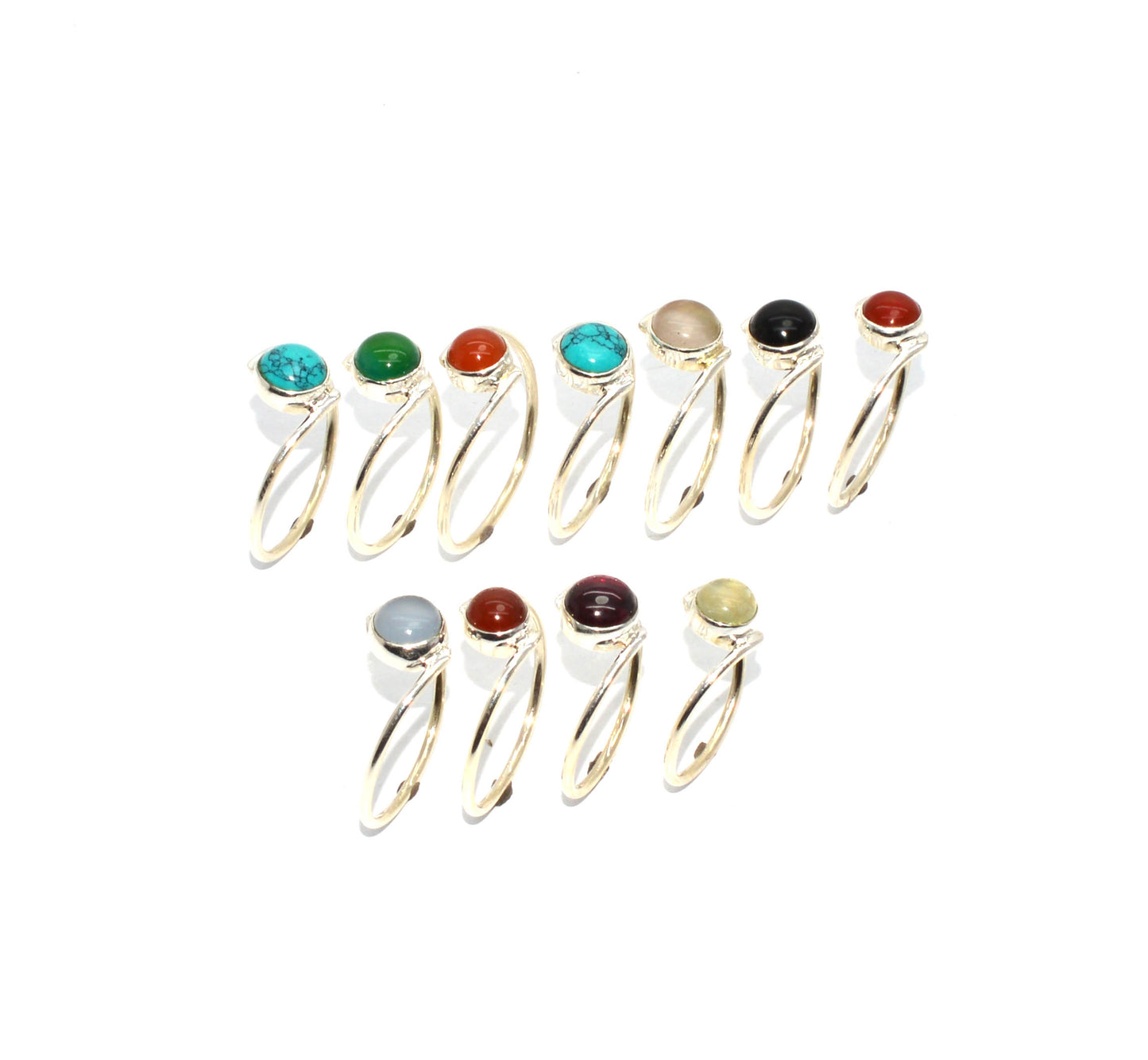 WHOLESALE 925 11PC SOLID STERLING SILVER GREEN PREHNITE MIX STONE RING LOT