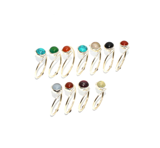 WHOLESALE 925 11PC SOLID STERLING SILVER GREEN PREHNITE MIX STONE RING LOT